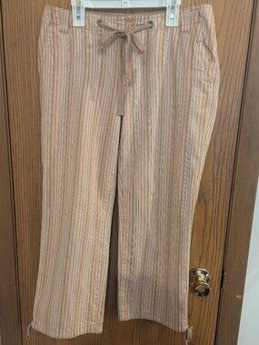 i.e. relaxed Cropped Striped Cotton Peach/Orange/Tam Pants-Women's 8